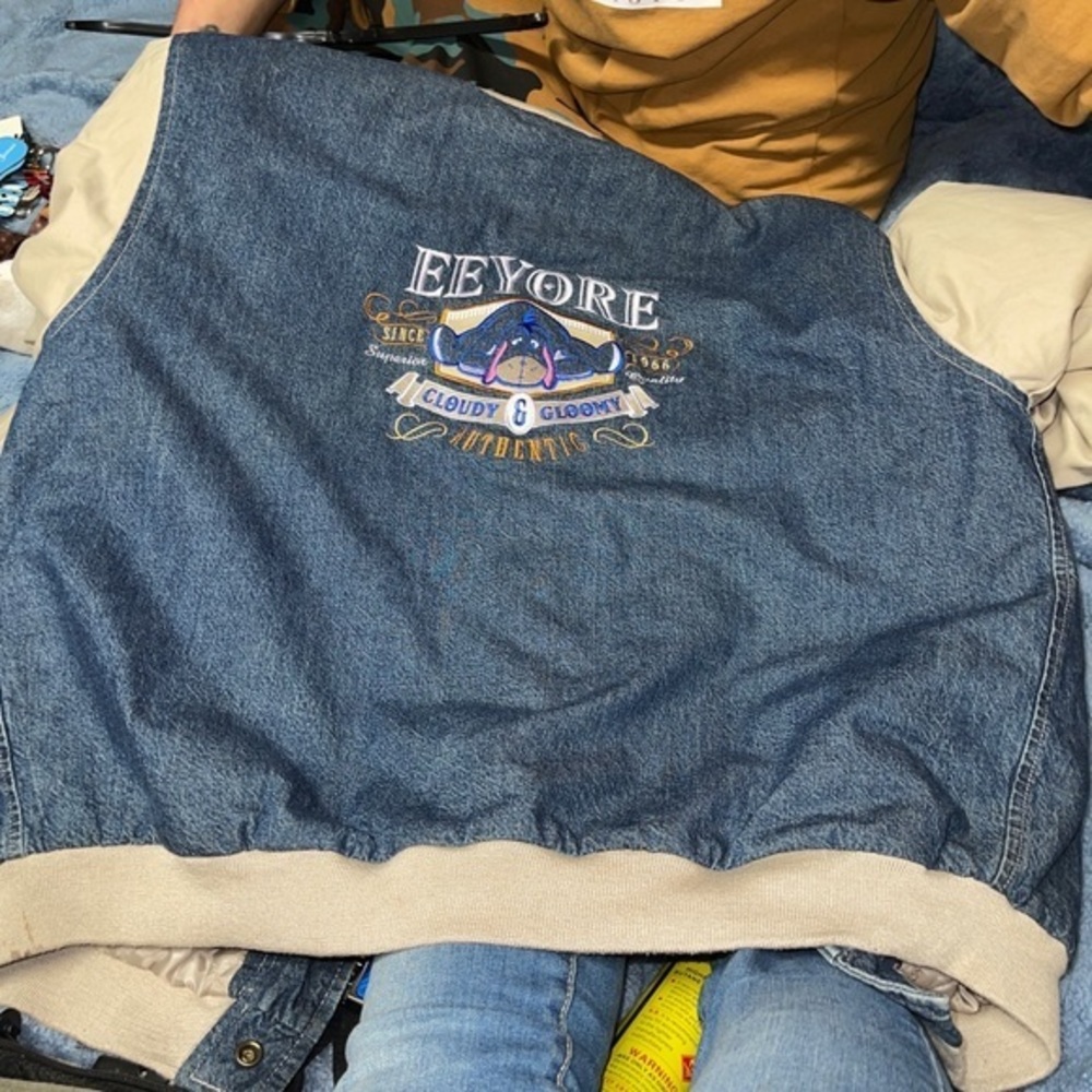 Vintage Disney Eeyore “cloudy & gloomy” Jean Jacket